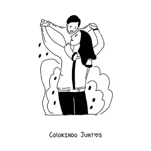 Desenho para colorir de uma mamãe brincando com o seu filho