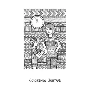 Desenho para colorir de uma mamãe repreendendo o seu filho