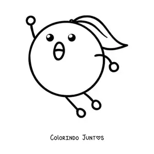 Desenho para colorir de uma laranja animada pulando