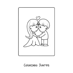 Desenho para colorir de um casal de namorados