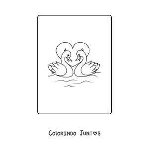 Desenho para colorir de dois patos apaixonados