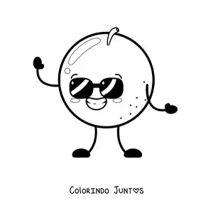 Desenho para colorir de uma laranja animada com oculos de sol
