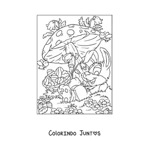 Desenho para colorir do coelho da pascoa na primavera