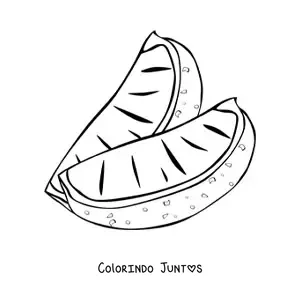 Desenho para colorir de dois pedacos de laranja