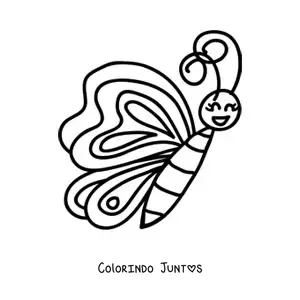 Desenho para colorir de uma borboleta kawaii sorridente