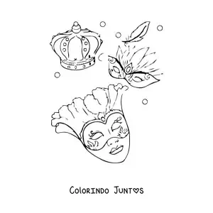 Desenho para colorir de varias mascaras de carnaval