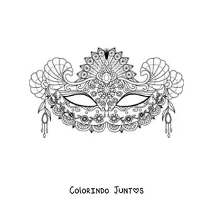 Desenho para colorir de uma mascara de carnaval
