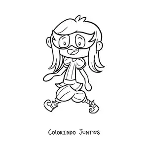 Desenho para colorir de uma menina com uma mascara desfilando no carnaval