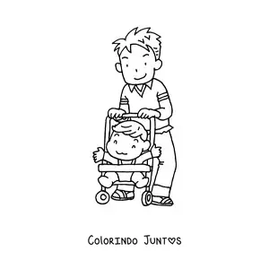 Desenho para colorir de um pai cuidando do filho