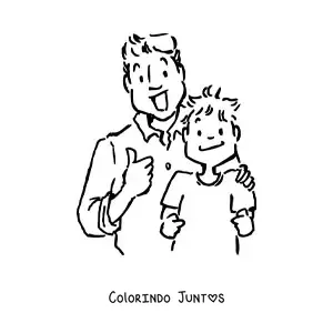 Desenho para colorir de um pai e seu filho