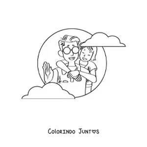 Desenho para colorir de uma menina abracando o pai