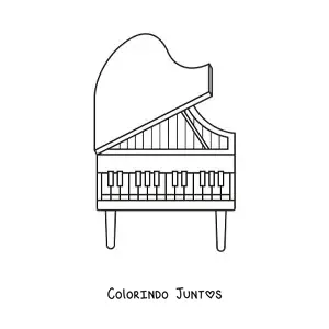 Desenho para colorir de um piano de cauda aberto