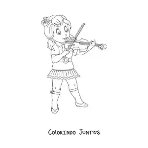 Desenho para colorir de uma menina tocando o violino