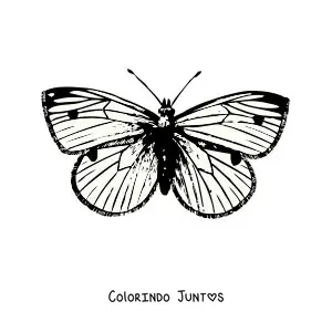Desenho para colorir de uma borboleta realista com manchas nas asas