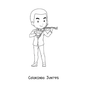 Desenho para colorir de um menino violinista