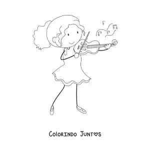 Desenho para colorir de uma menina violinista