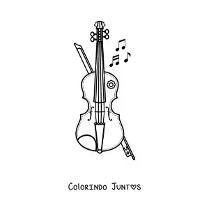 Desenho para colorir de um violino com arco