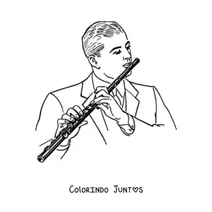 Desenho para colorir de um homem tocando flauta transversal