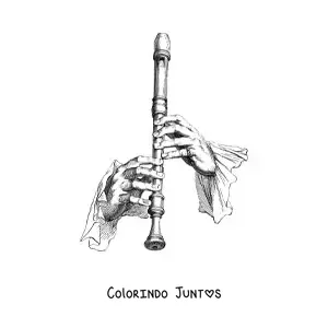 Desenho para colorir de uma flauta doce realista