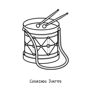 Desenho para colorir de um tambor com baquetas