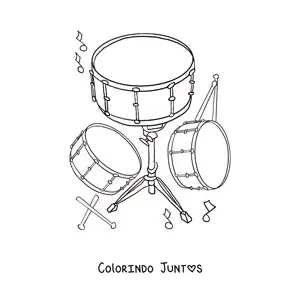 Desenho para colorir de um conjunto de tambores realistas