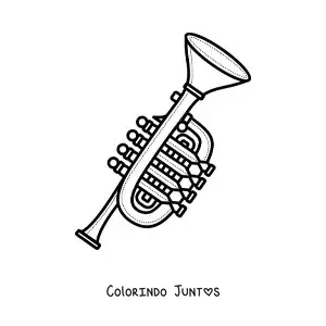 Desenho para colorir de um trompete com valvulas