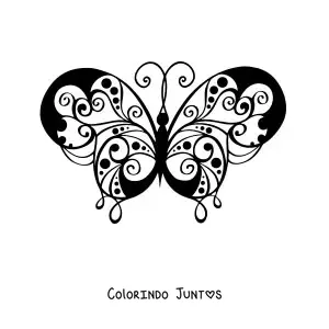 Desenho para colorir de uma borboleta com desenhos nas asas