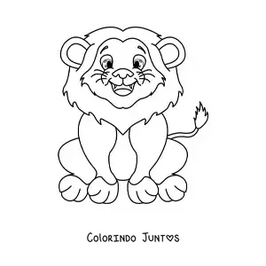 Desenho para colorir de um leao sorridente sentado