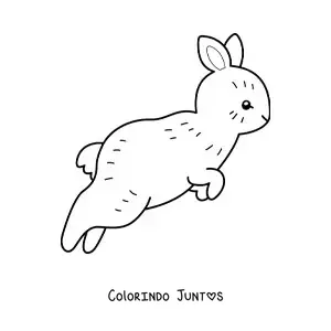 Desenho para colorir de um coelho fofo de perfil pulando