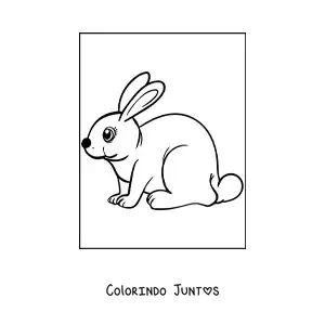 Desenho para colorir de um coelho sentado de perfil