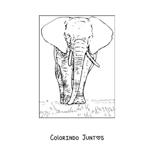 Desenho para colorir de um elefante realista de frente