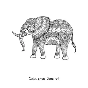 Desenho para colorir de uma mandala em forma de elefante