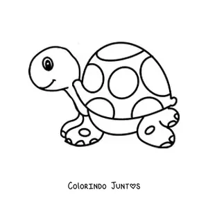 Desenho para colorir de uma tartaruga animada grande de perfil