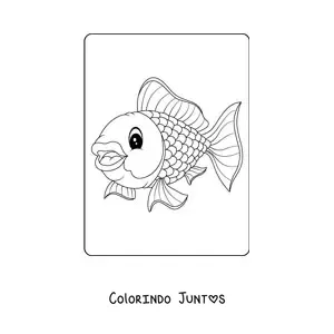 Desenho para colorir de um peixe-dourado animado feliz