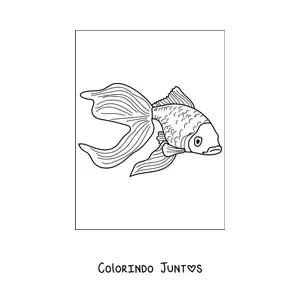 Desenho para colorir de um peixe-dourado realista nadando