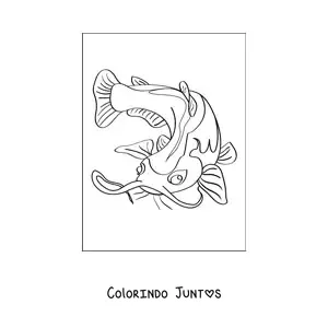 Desenho para colorir de um bagre nadando