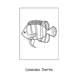 Desenho para colorir de um peixe com linhas verticais no corpo
