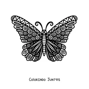 Desenho para colorir de uma mandala de borboleta com desenho geometrico