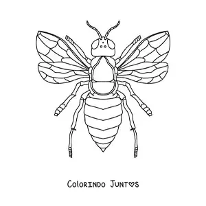 Desenho para colorir de uma abelha realista vista de cima