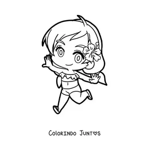 Desenho para colorir de uma menina kawaii em estilo anime de biquini