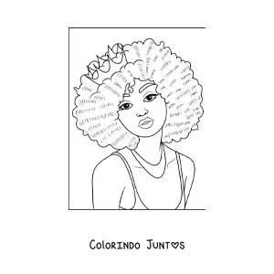 Desenho para colorir de uma mulher jovem com um penteado estilo black power