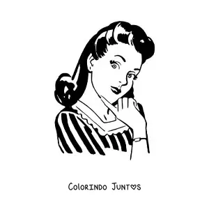Desenho para colorir de uma garota estilo retro