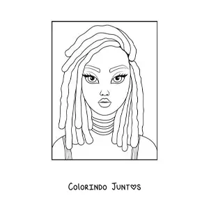 Desenho para colorir de uma mulher afrodescendente com um penteado rasta