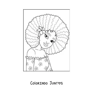 Desenho para colorir de uma garota moderna com um penteado estilo afro