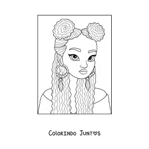 Desenho para colorir de uma jovem afro-americana com um penteado alternativo