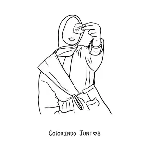 Desenho para colorir de uma mulher muculmana usando um hijab