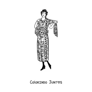 Desenho para colorir de uma mulher elegante de estilo vintage