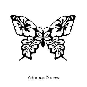 Desenho para colorir de uma borboleta com asas com desenho de flores