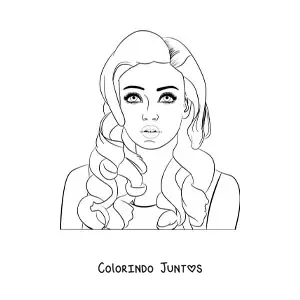 Desenho para colorir do rosto de uma mulher jovem de estilo realista