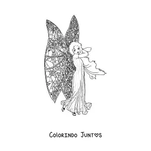 Desenho para colorir de uma fada com asas de borboleta